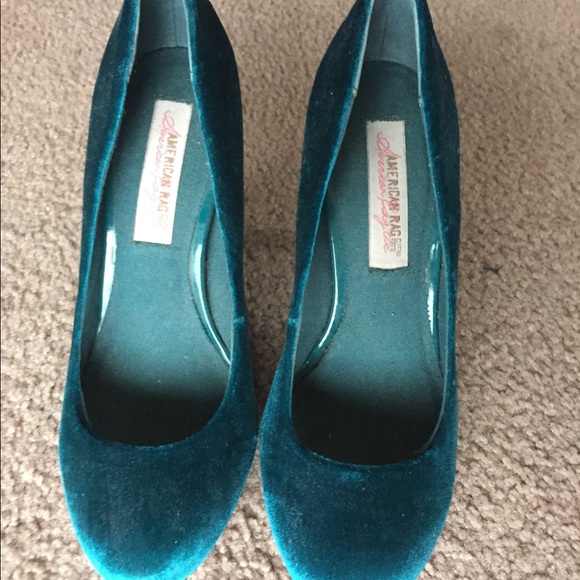 Teal velvet heels - Picture 3 of 3